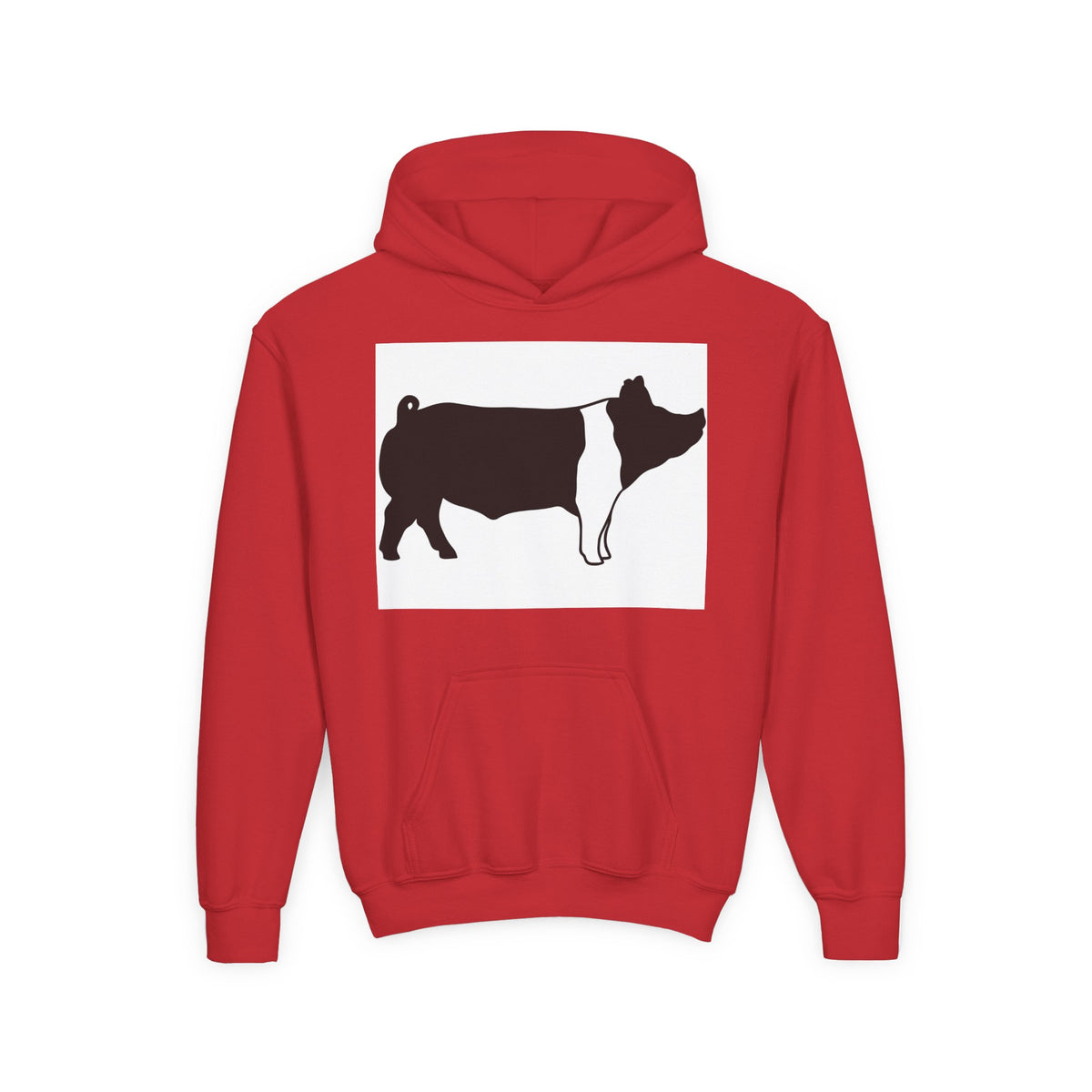 Youth Pig Silhouette Hoodie — Farm Animal Kids Sweatshirt