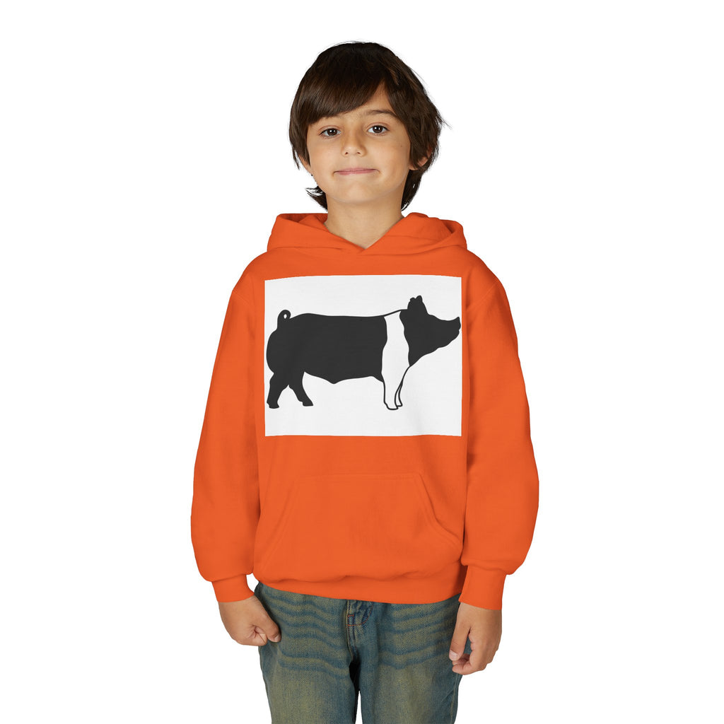 Youth Pig Silhouette Hoodie — Farm Animal Kids Sweatshirt