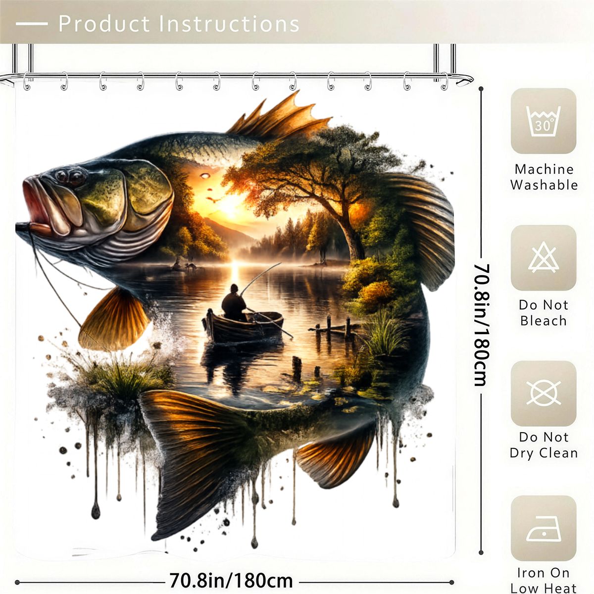 Shower Curtain 70.8"x70.8" (Made in USA) DeerFish 70