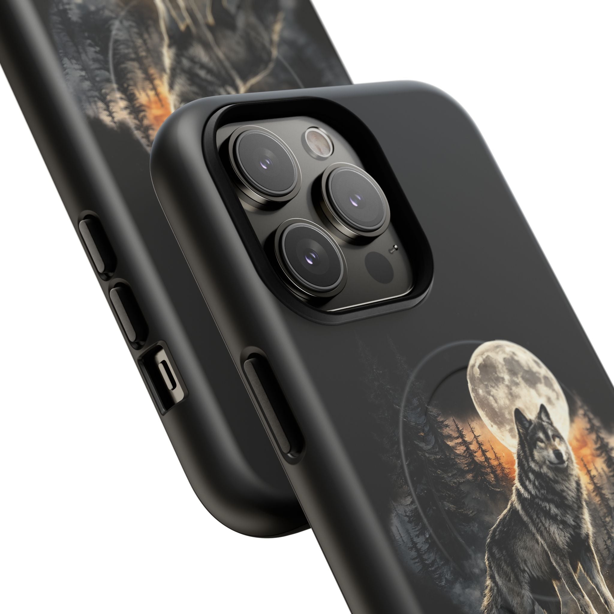 Wolf Moon Tough Magnetic Phone Case — Protective Magnetic iPhone Cover with Full Moon Forest Design
