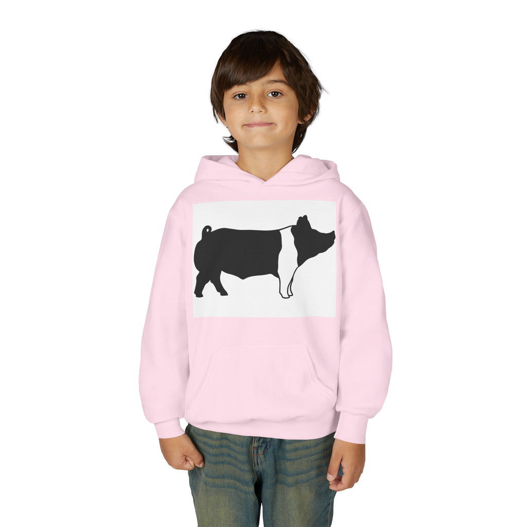 Youth Pig Silhouette Hoodie — Farm Animal Kids Sweatshirt