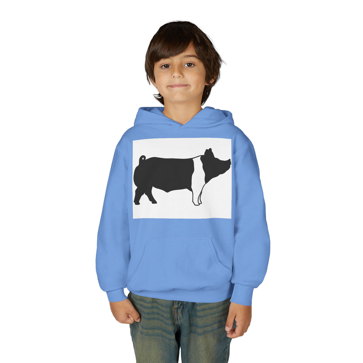 Youth Pig Silhouette Hoodie — Farm Animal Kids Sweatshirt