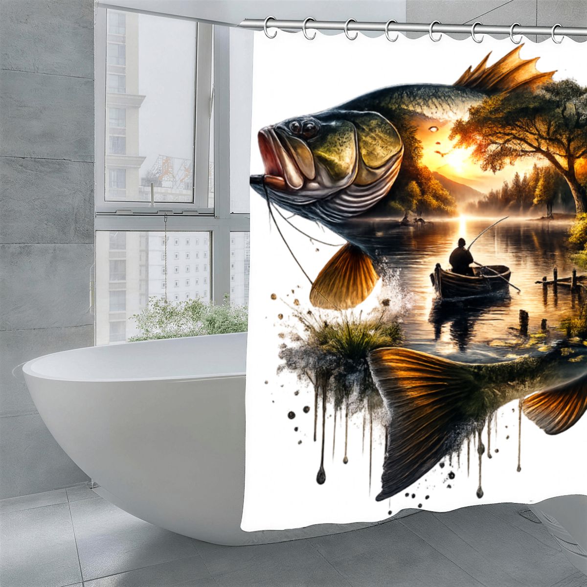 Shower Curtain 70.8"x70.8" (Made in USA) DeerFish 70