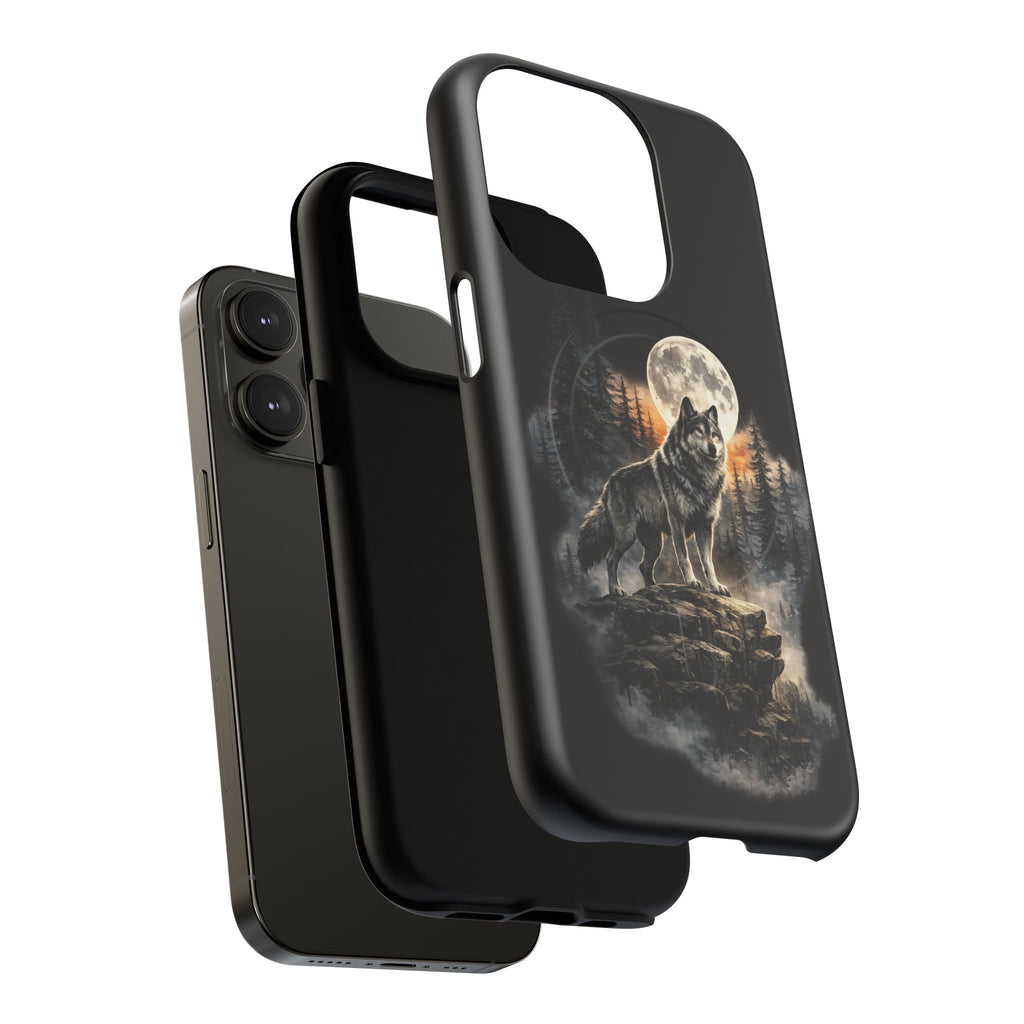 Wolf Moon Tough Magnetic Phone Case — Protective Magnetic iPhone Cover with Full Moon Forest Design