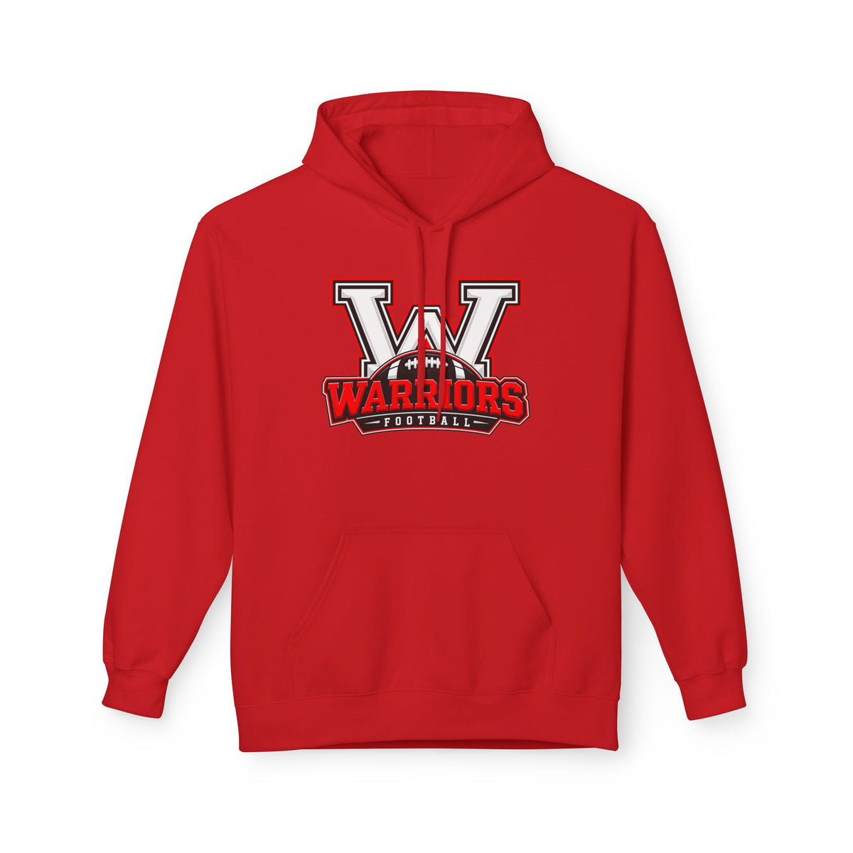 Warriors Football V Logo Hoodie — High School Team Spirit Pullover