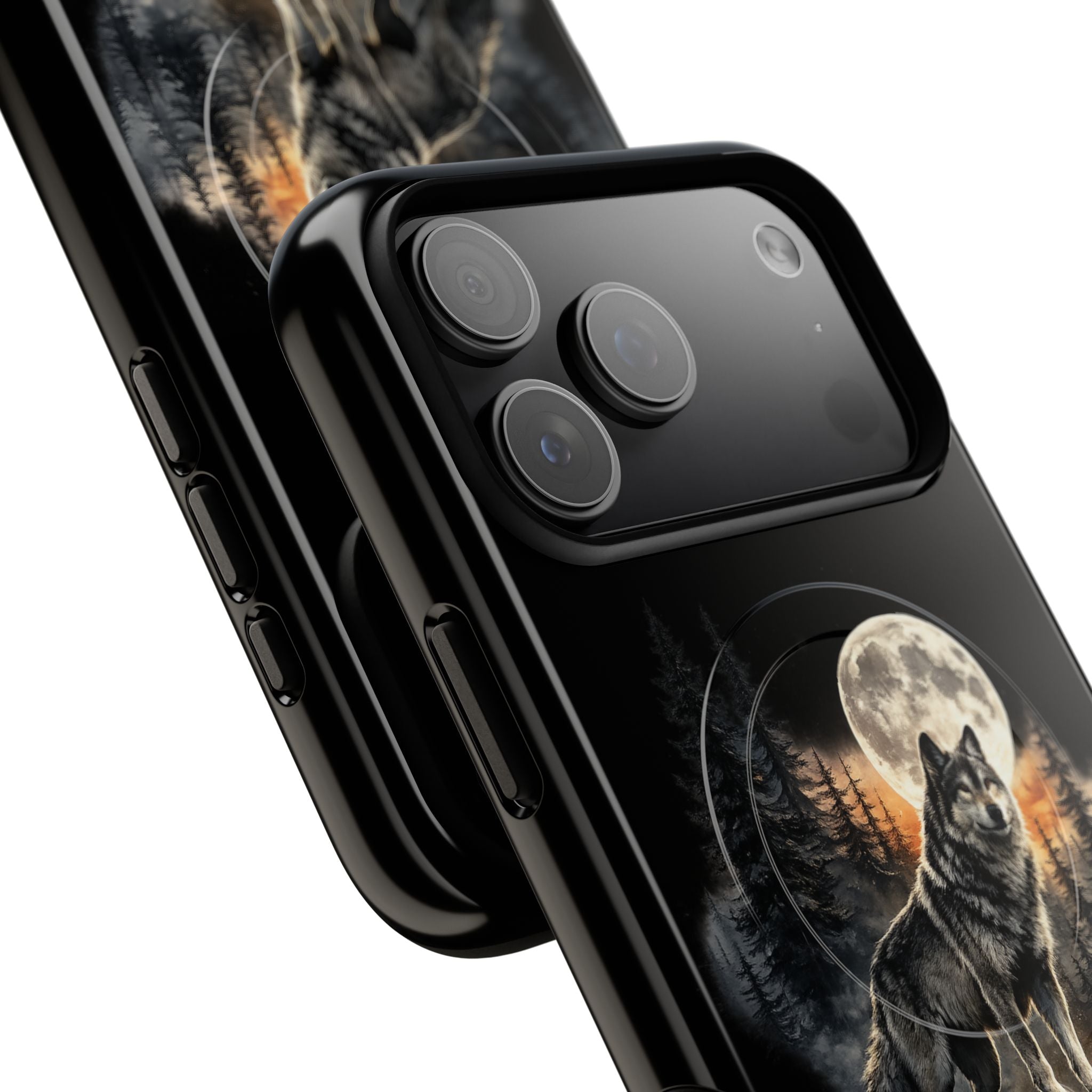 Wolf Moon Tough Magnetic Phone Case — Protective Magnetic iPhone Cover with Full Moon Forest Design