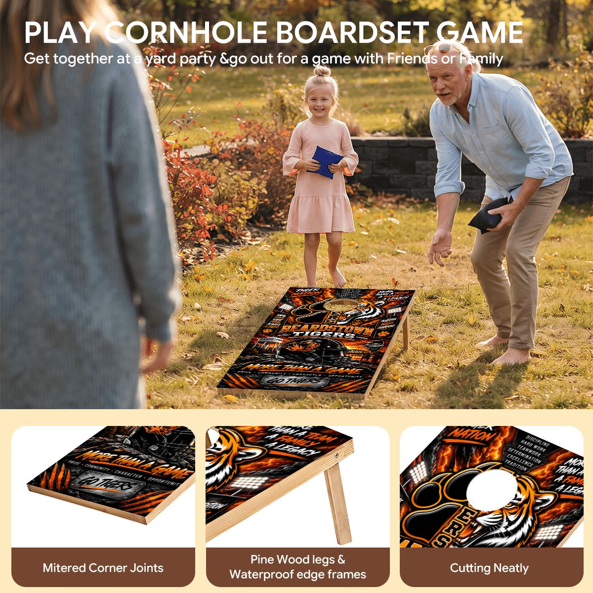 Cornhole Boards Game Set Beardstown Tigers