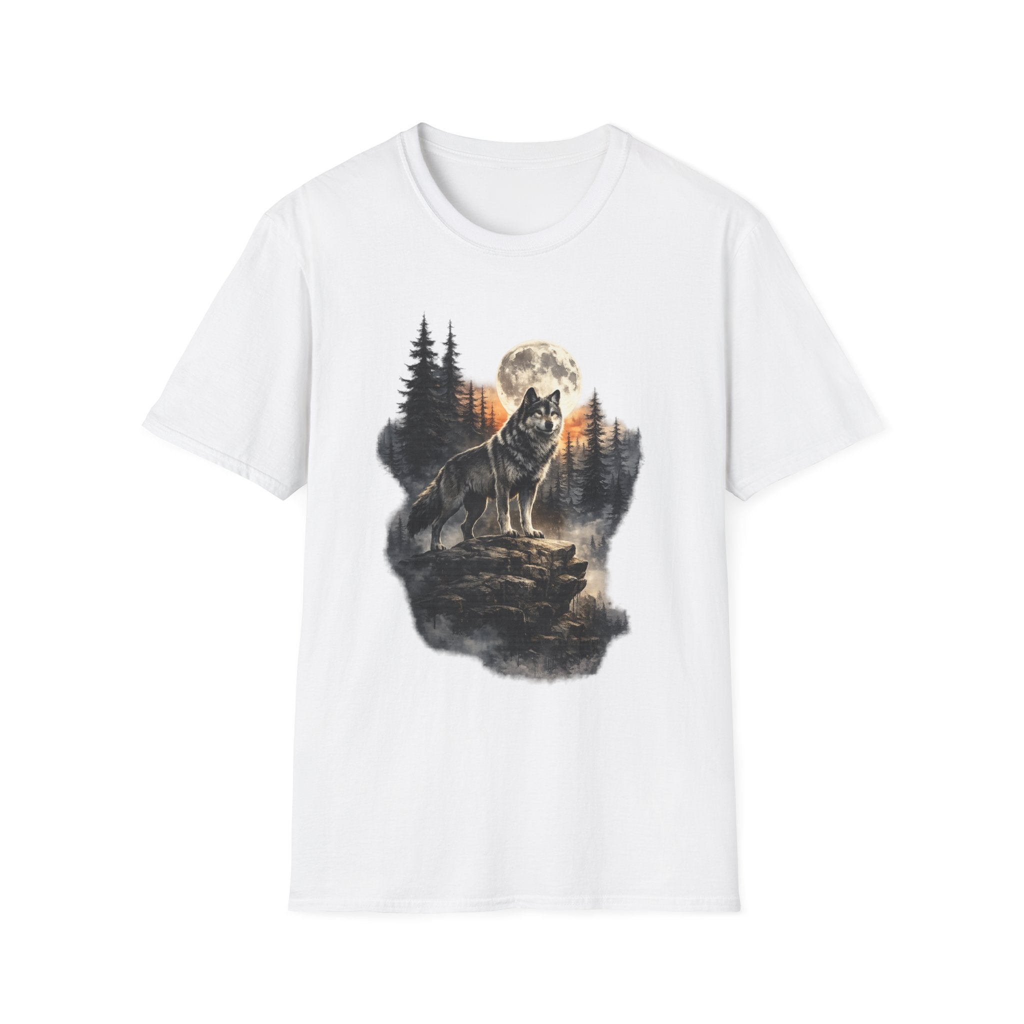 Wolf Moon T‑Shirt — Howling Wolf Forest Graphic Tee