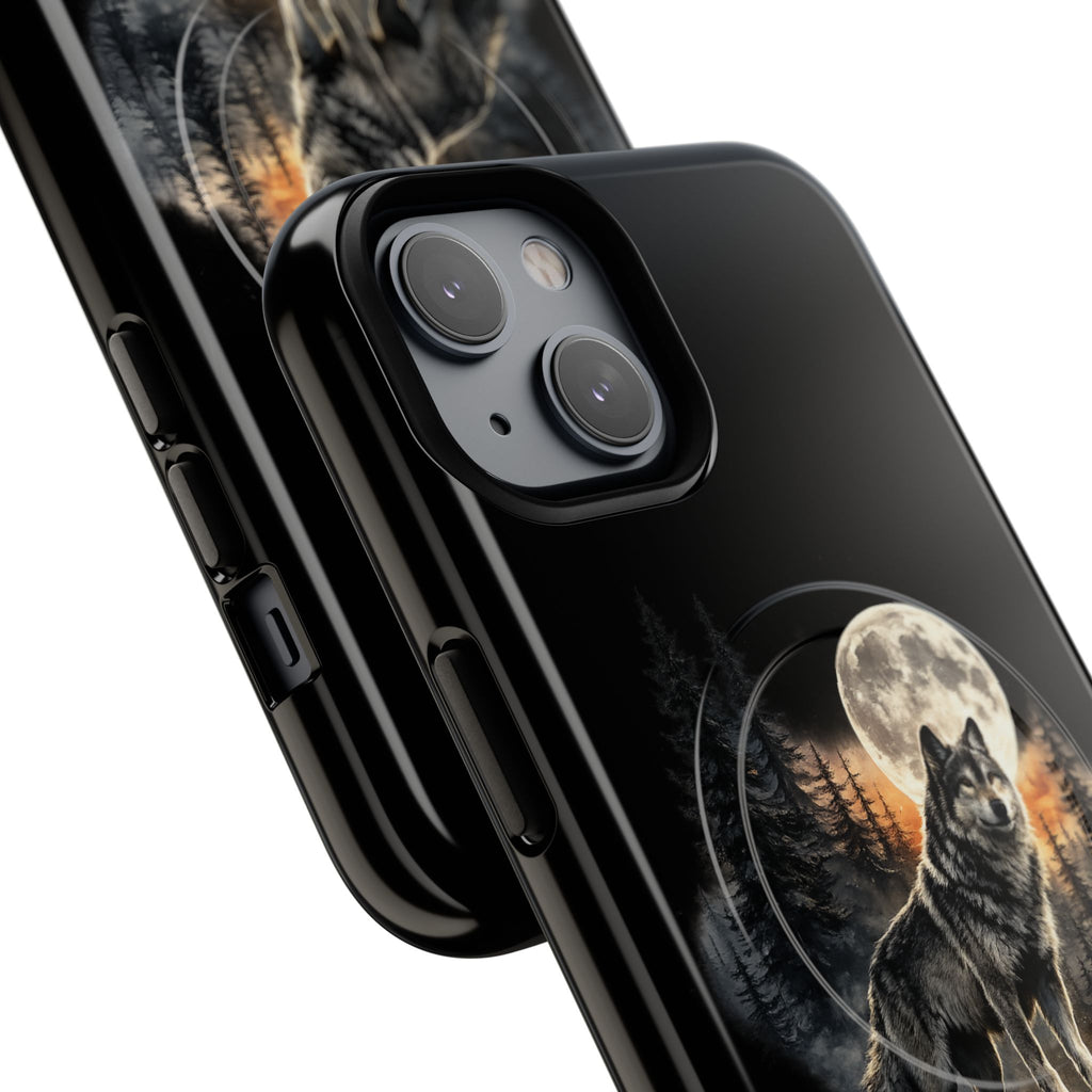 Wolf Moon Tough Magnetic Phone Case — Protective Magnetic iPhone Cover with Full Moon Forest Design