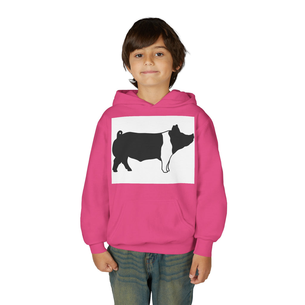 Youth Pig Silhouette Hoodie — Farm Animal Kids Sweatshirt