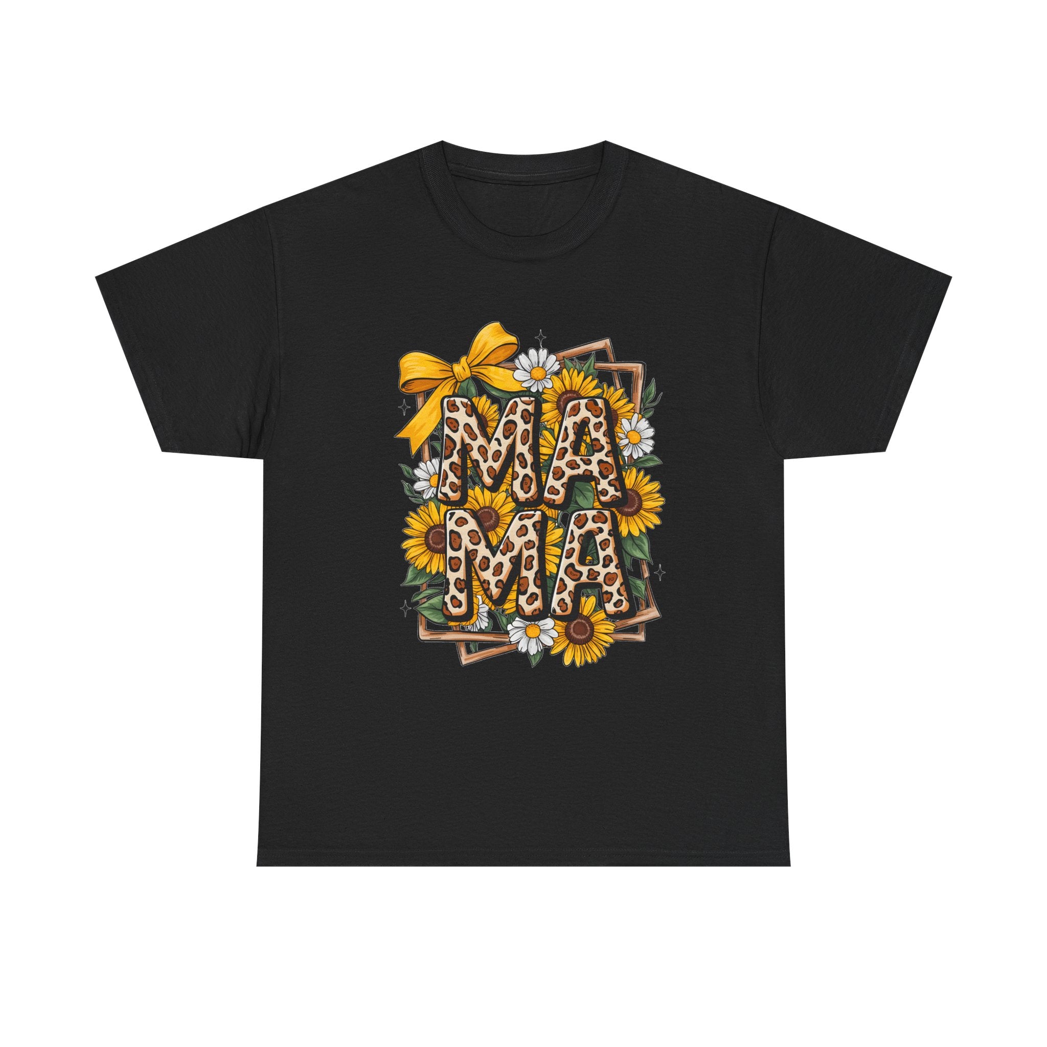 Mama Leopard Print Sunflower T-Shirt