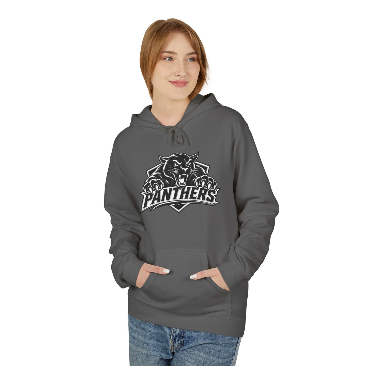 Panthers Logo Hoodie — Vintage Black & White Sports Pullover
