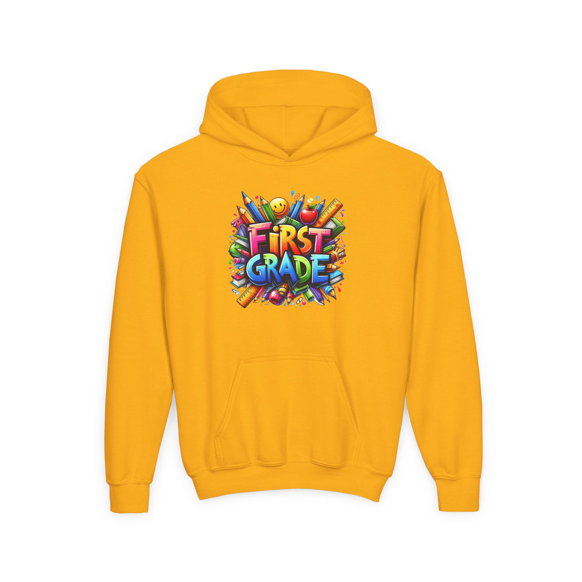 First Grade Kids Hoodie — Colorful School Back-to-School Sweatshirt