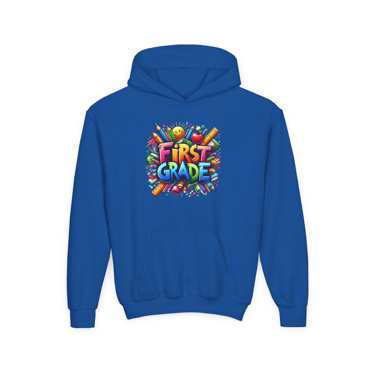 First Grade Kids Hoodie — Colorful School Back-to-School Sweatshirt