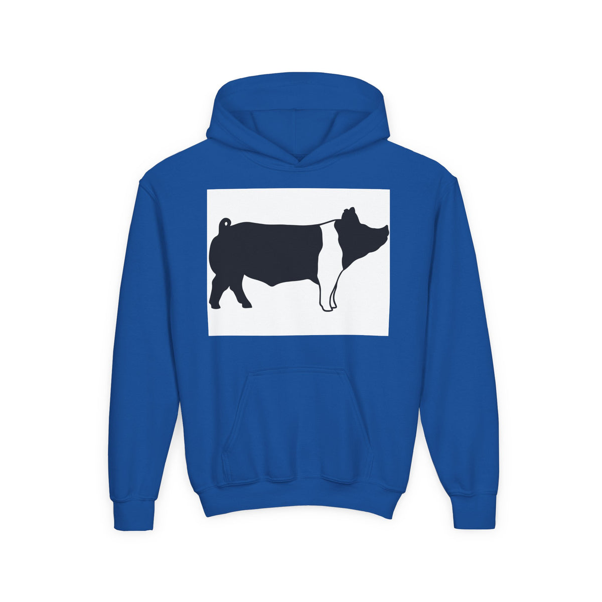 Youth Pig Silhouette Hoodie — Farm Animal Kids Sweatshirt