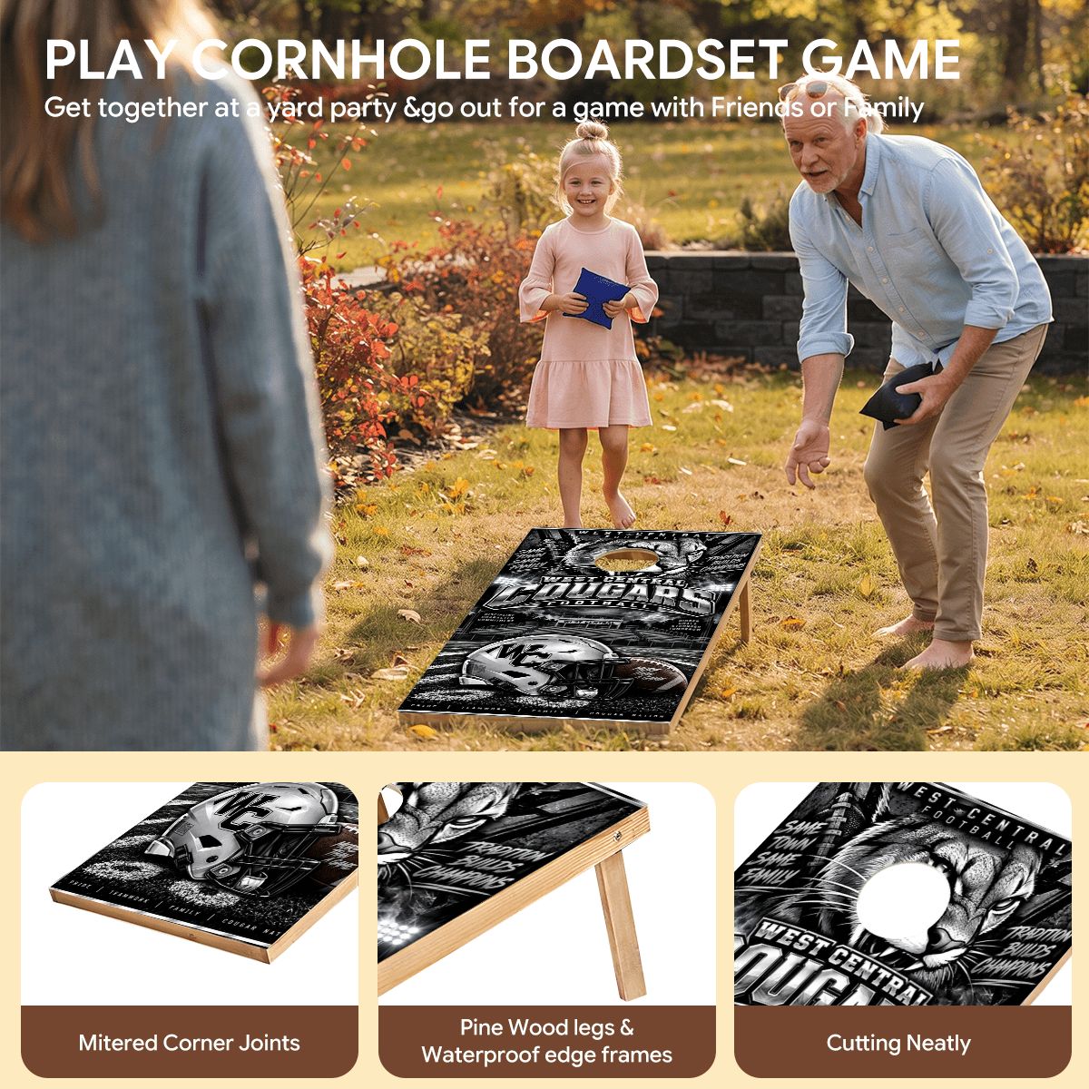 Cornhole Boards Game Set West Central Cougars