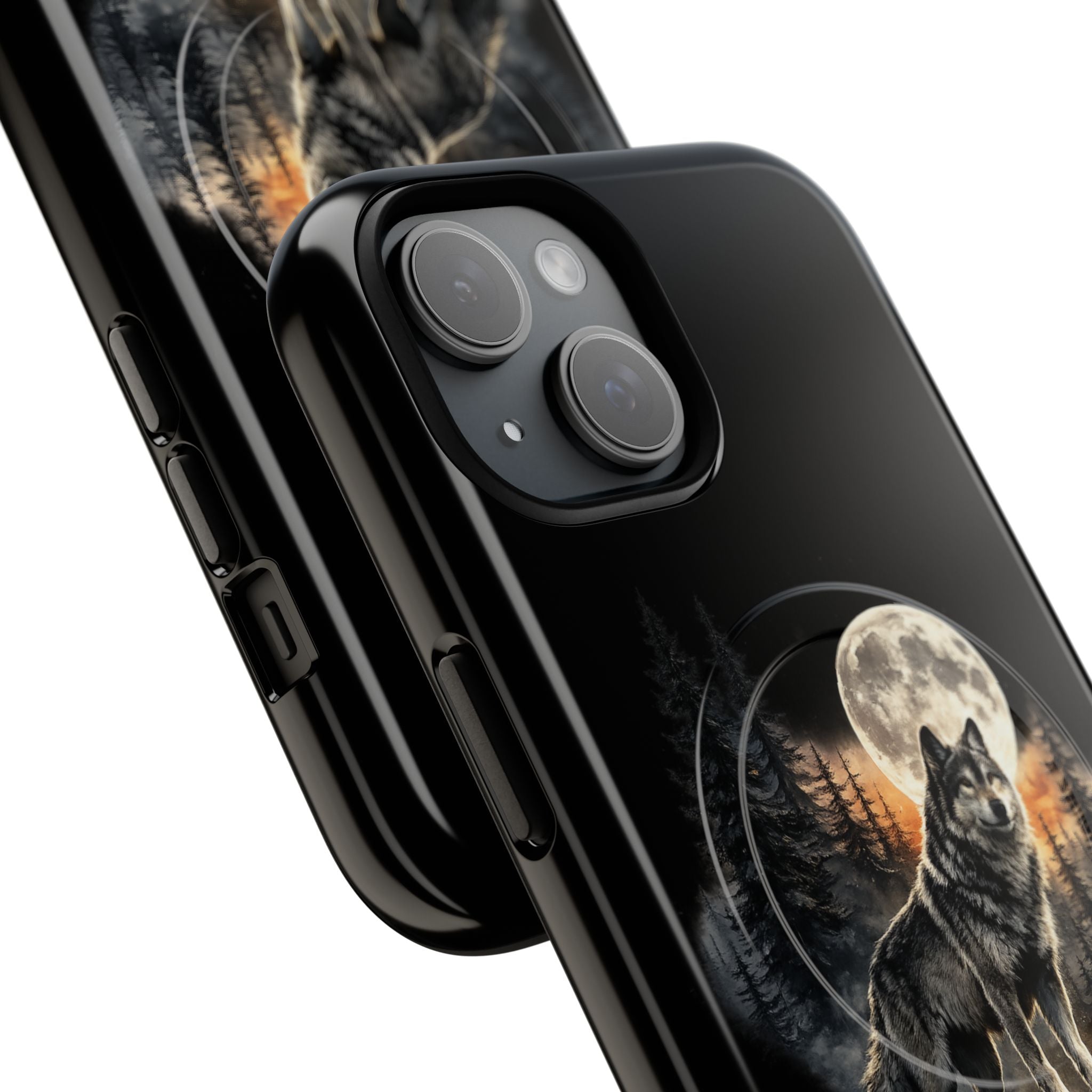 Wolf Moon Tough Magnetic Phone Case — Protective Magnetic iPhone Cover with Full Moon Forest Design