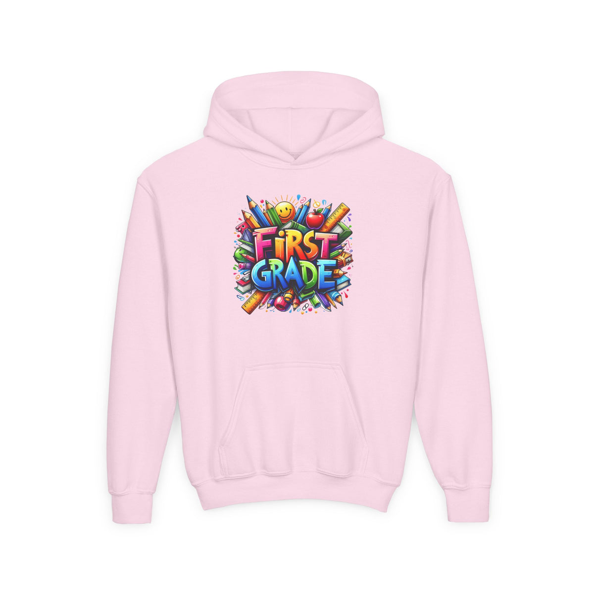 First Grade Kids Hoodie — Colorful School Back-to-School Sweatshirt