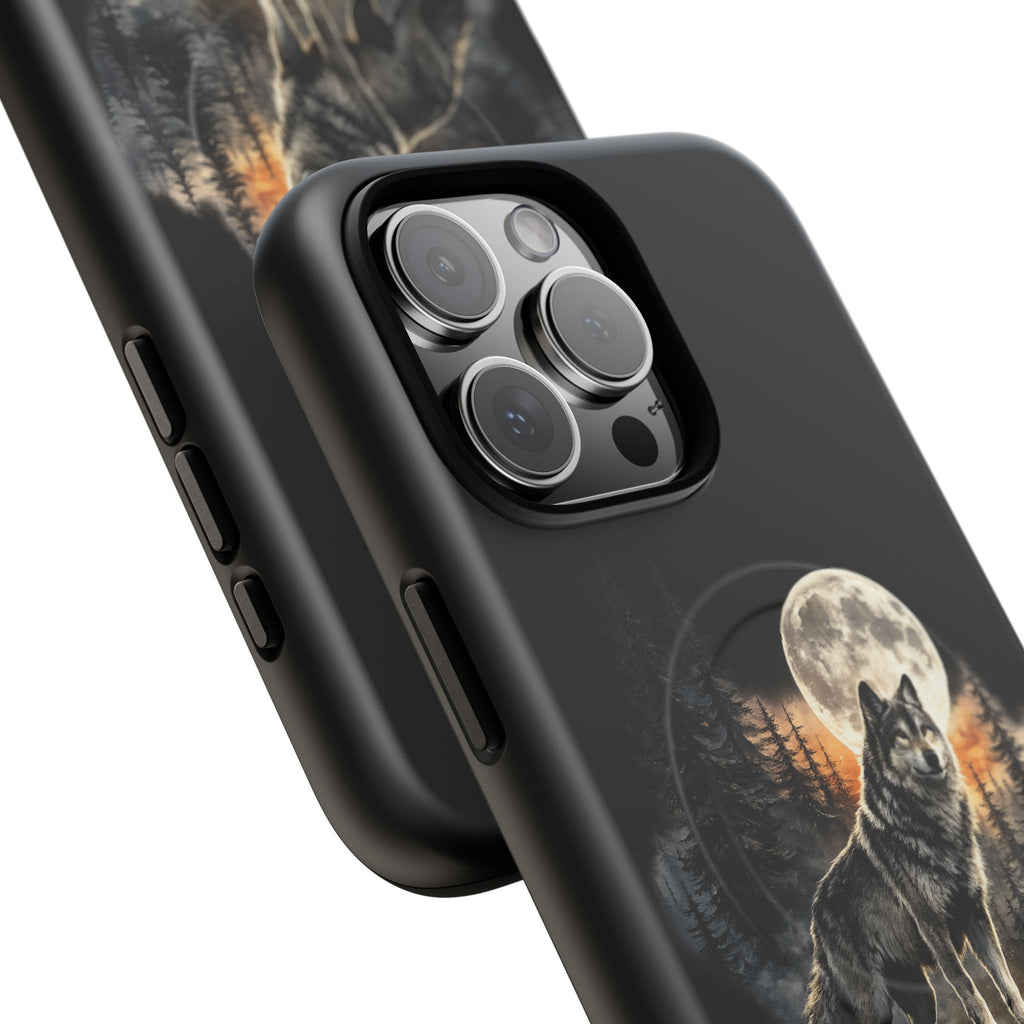Wolf Moon Tough Magnetic Phone Case — Protective Magnetic iPhone Cover with Full Moon Forest Design