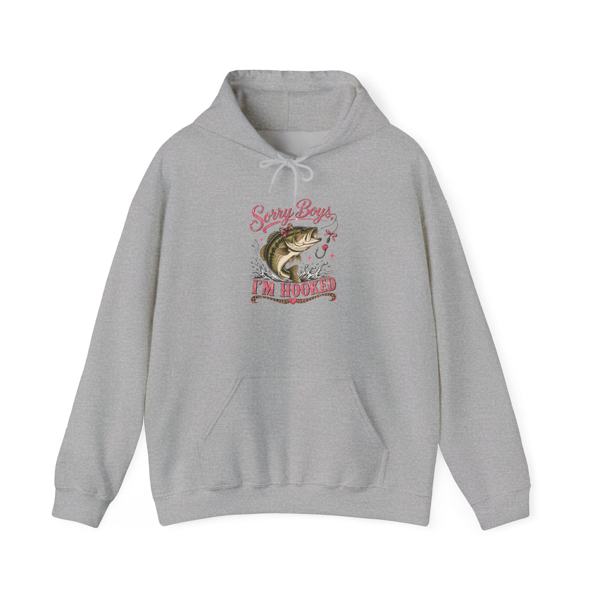 Fishing Hoodie — "Sorry Boys I'm Hooked" Bass Graphic