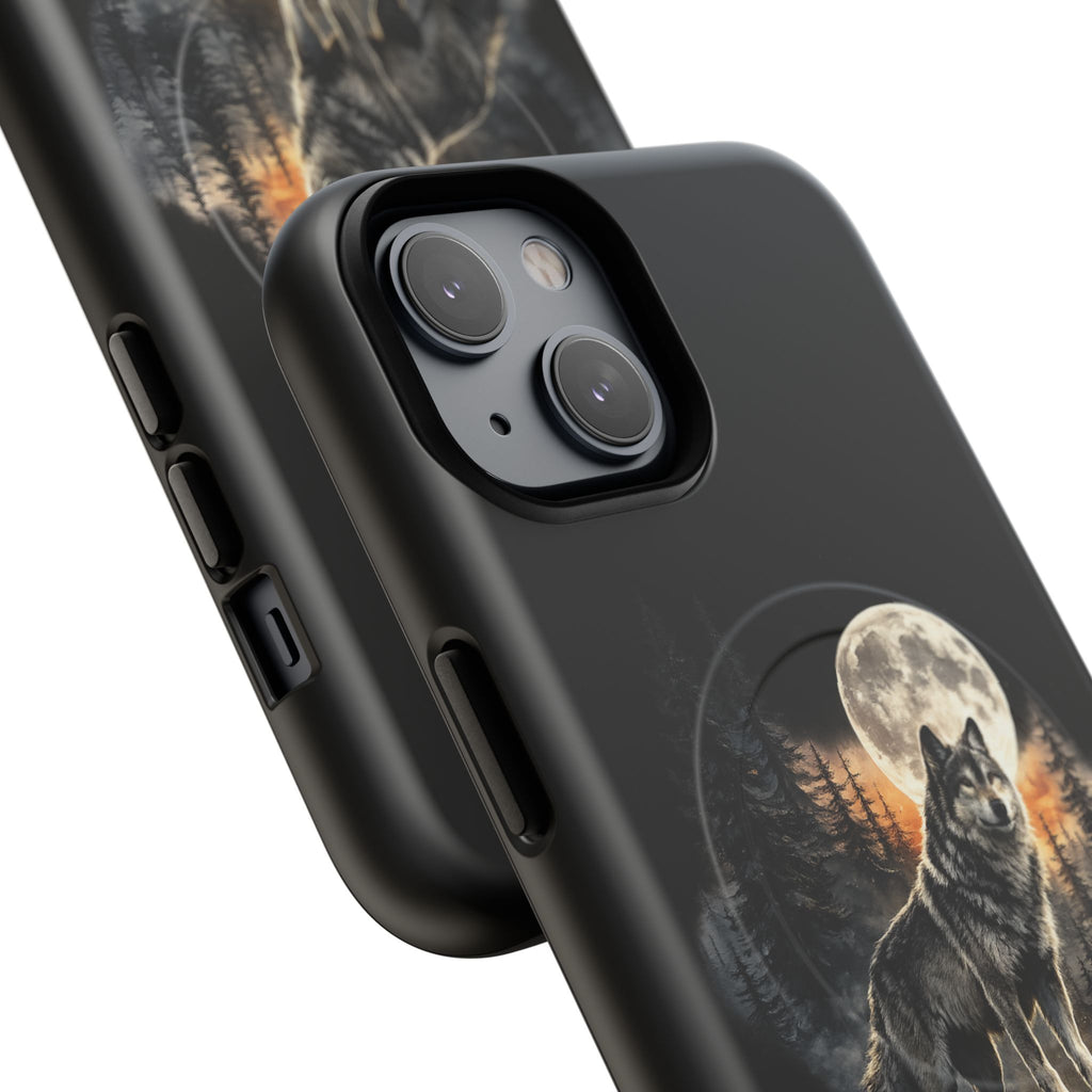 Wolf Moon Tough Magnetic Phone Case — Protective Magnetic iPhone Cover with Full Moon Forest Design