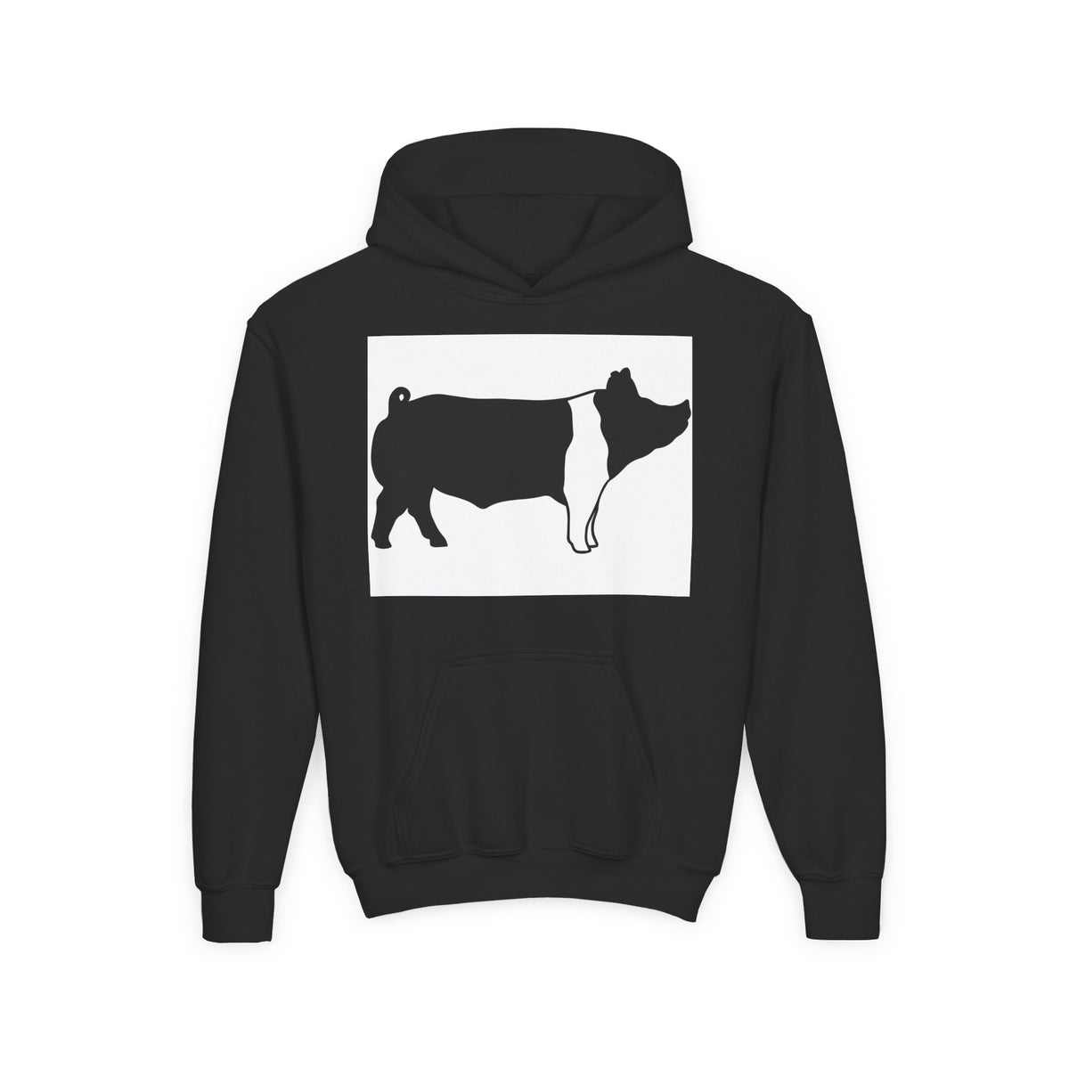 Youth Pig Silhouette Hoodie — Farm Animal Kids Sweatshirt
