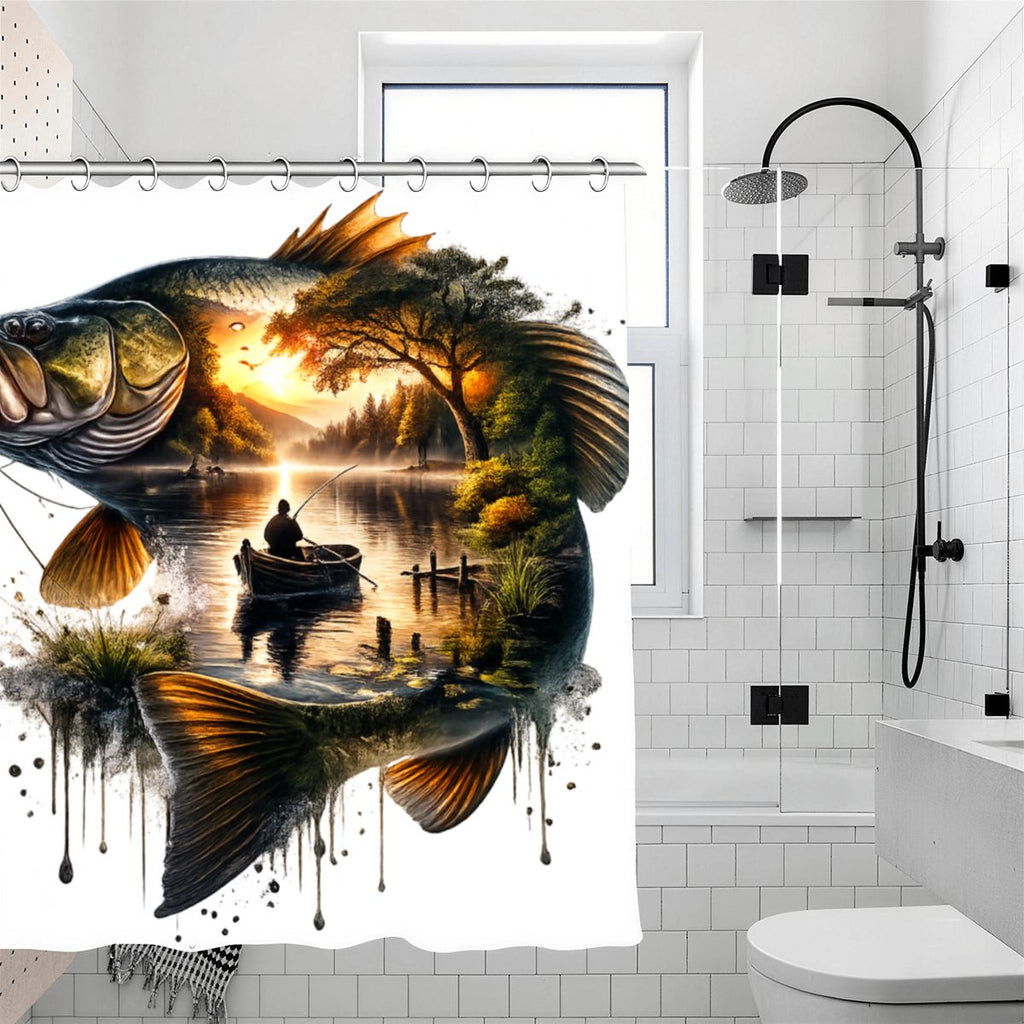 Shower Curtain 70.8"x70.8" (Made in USA) DeerFish 70