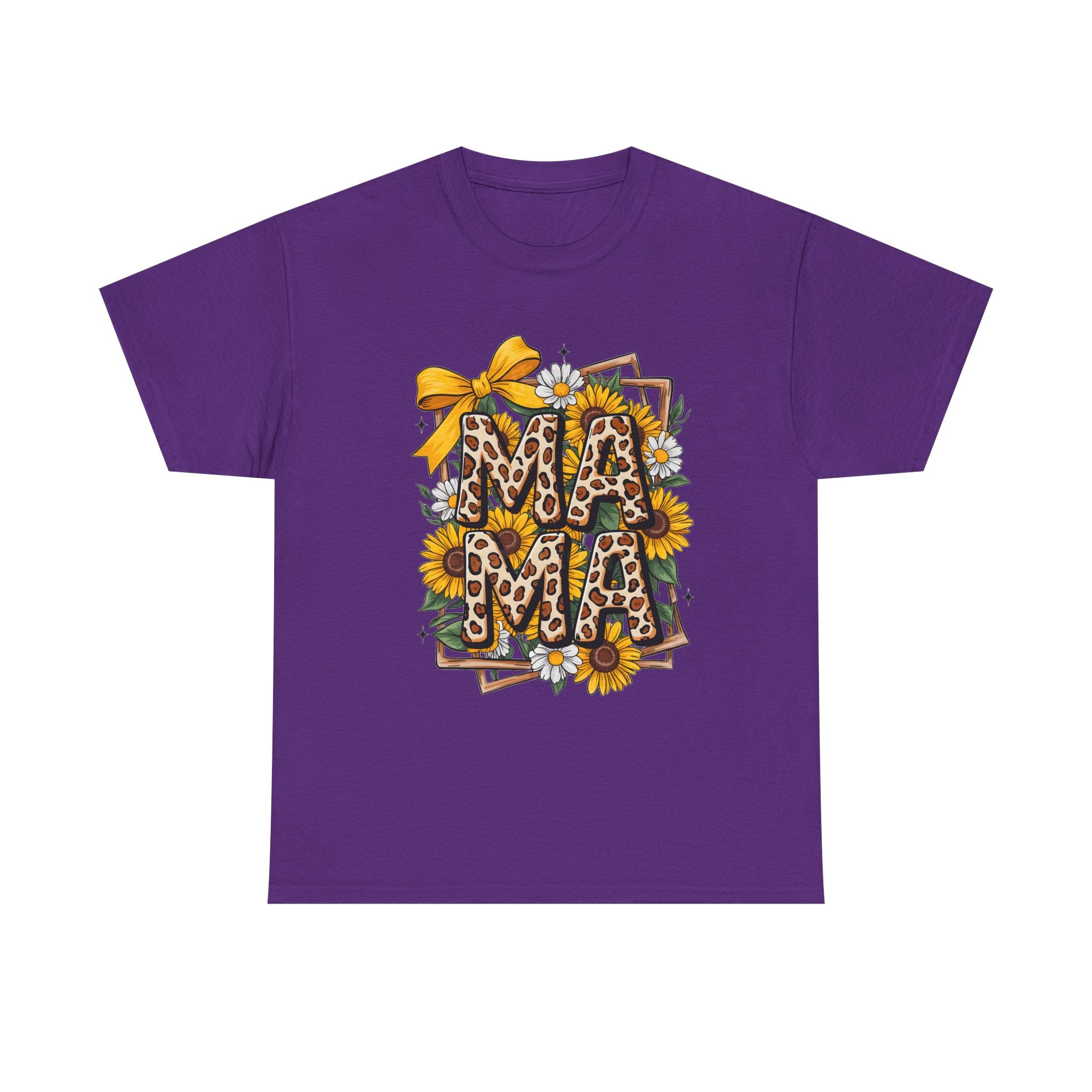 Mama Leopard Print Sunflower T-Shirt