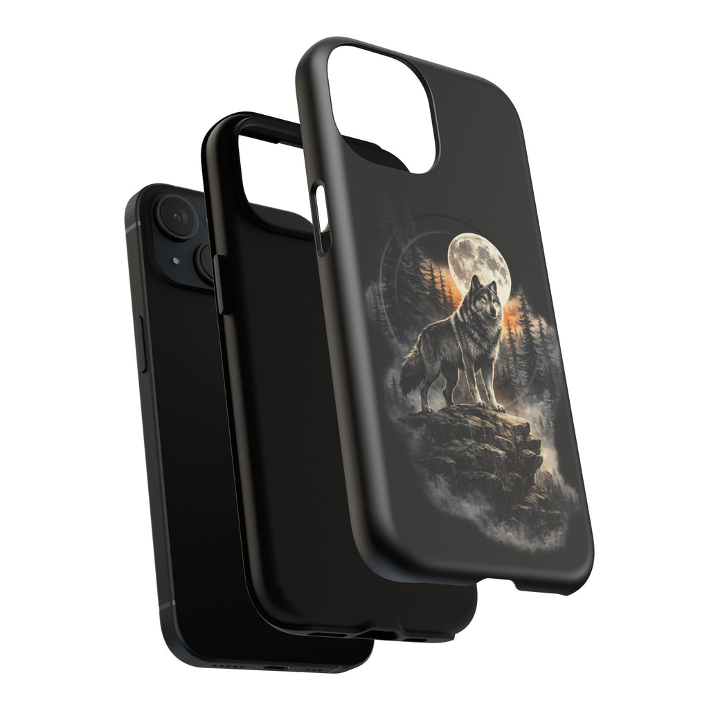 Wolf Moon Tough Magnetic Phone Case — Protective Magnetic iPhone Cover with Full Moon Forest Design
