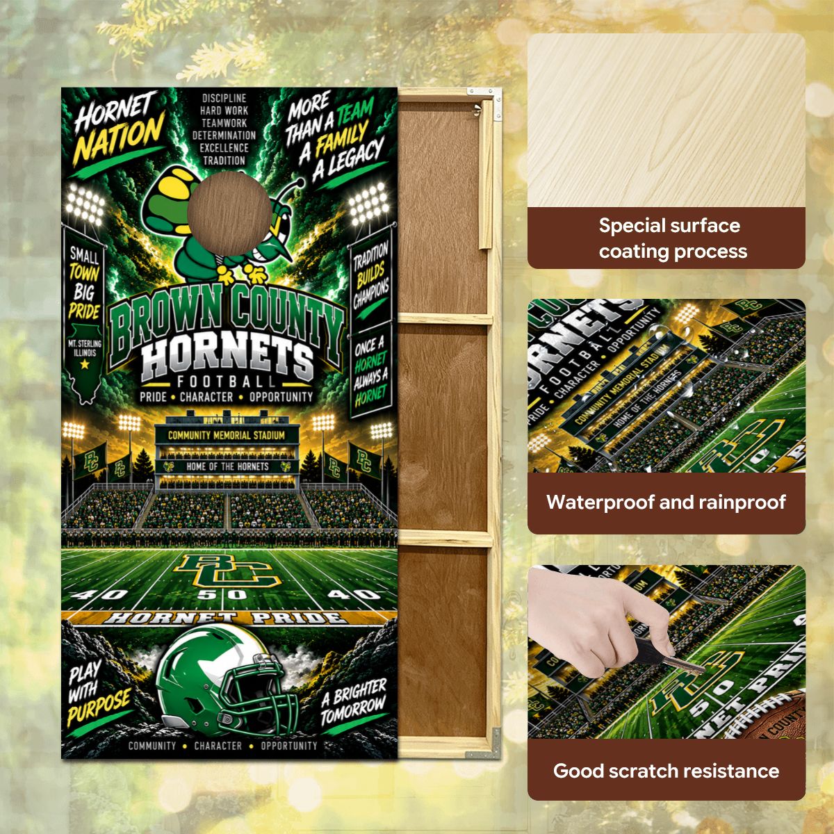 Cornhole Boards Game Set Brown County Hornets