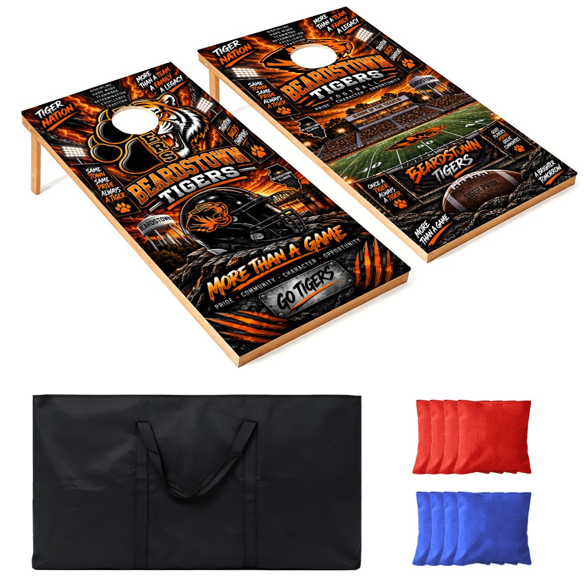Cornhole Boards Game Set Beardstown Tigers