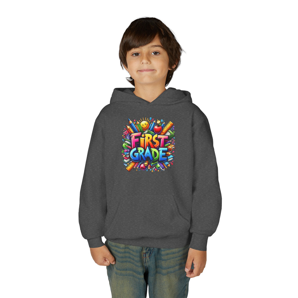 First Grade Kids Hoodie — Colorful School Back-to-School Sweatshirt
