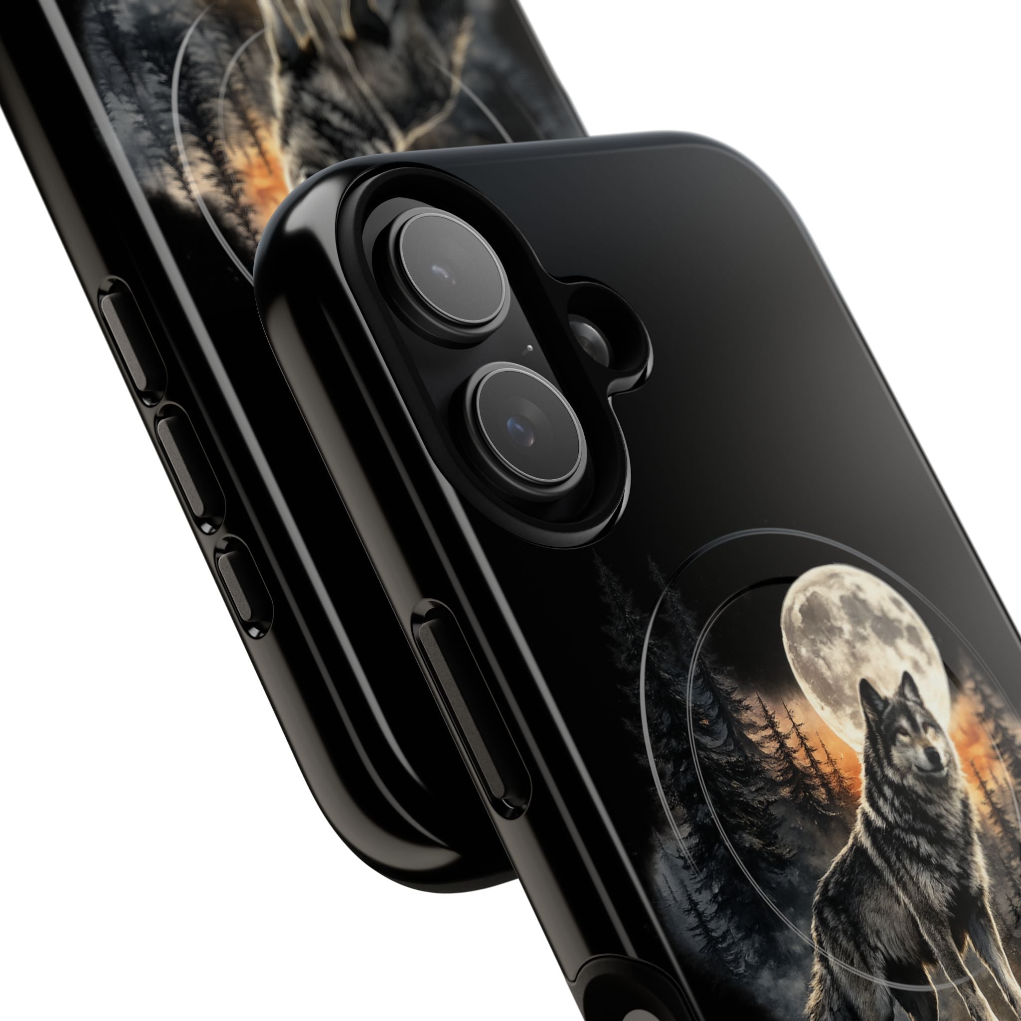 Wolf Moon Tough Magnetic Phone Case — Protective Magnetic iPhone Cover with Full Moon Forest Design