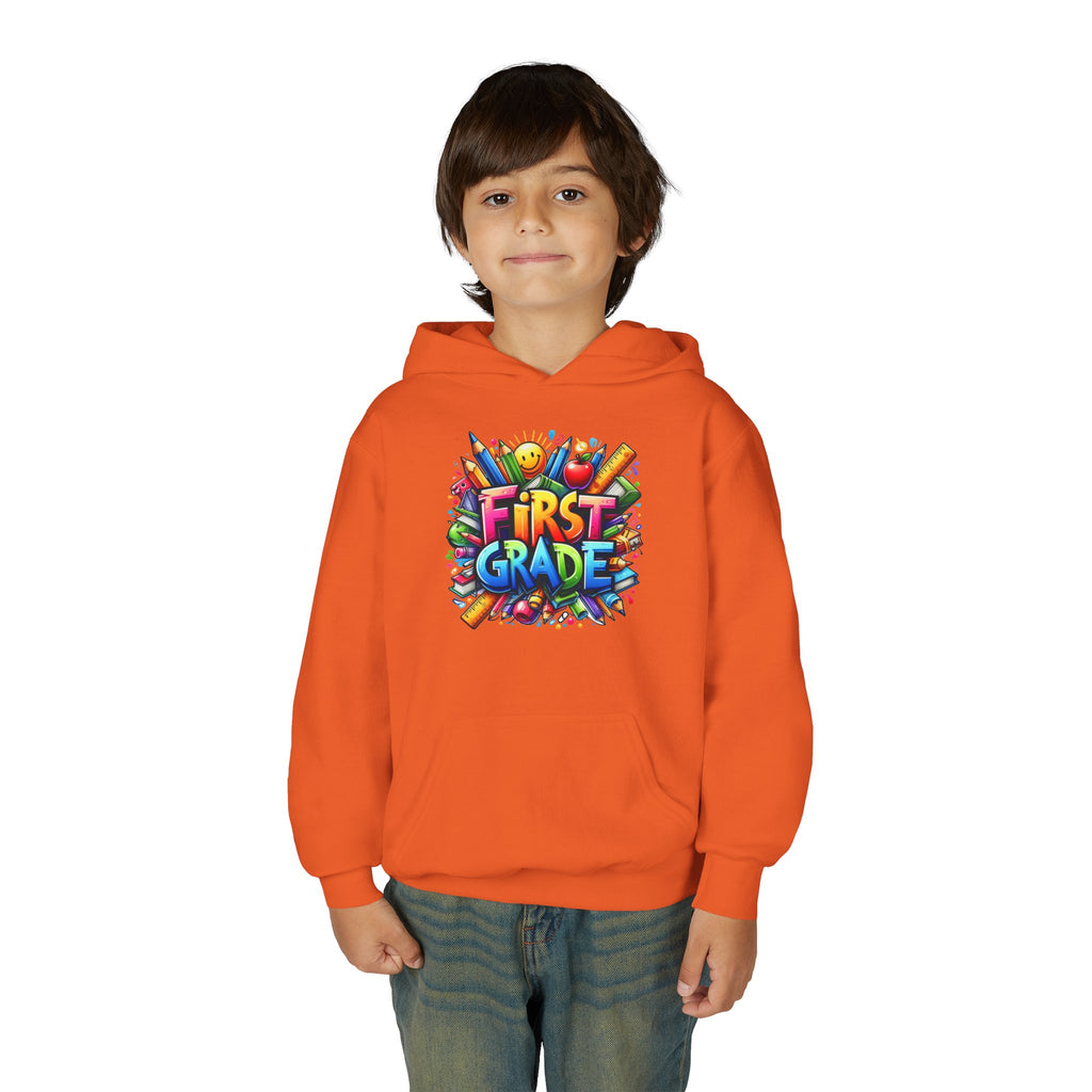 First Grade Kids Hoodie — Colorful School Back-to-School Sweatshirt