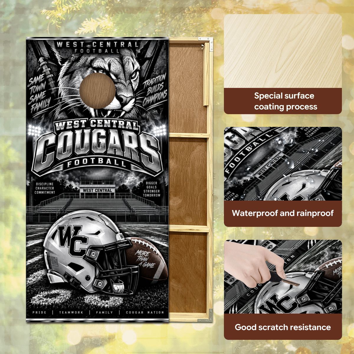 Cornhole Boards Game Set West Central Cougars