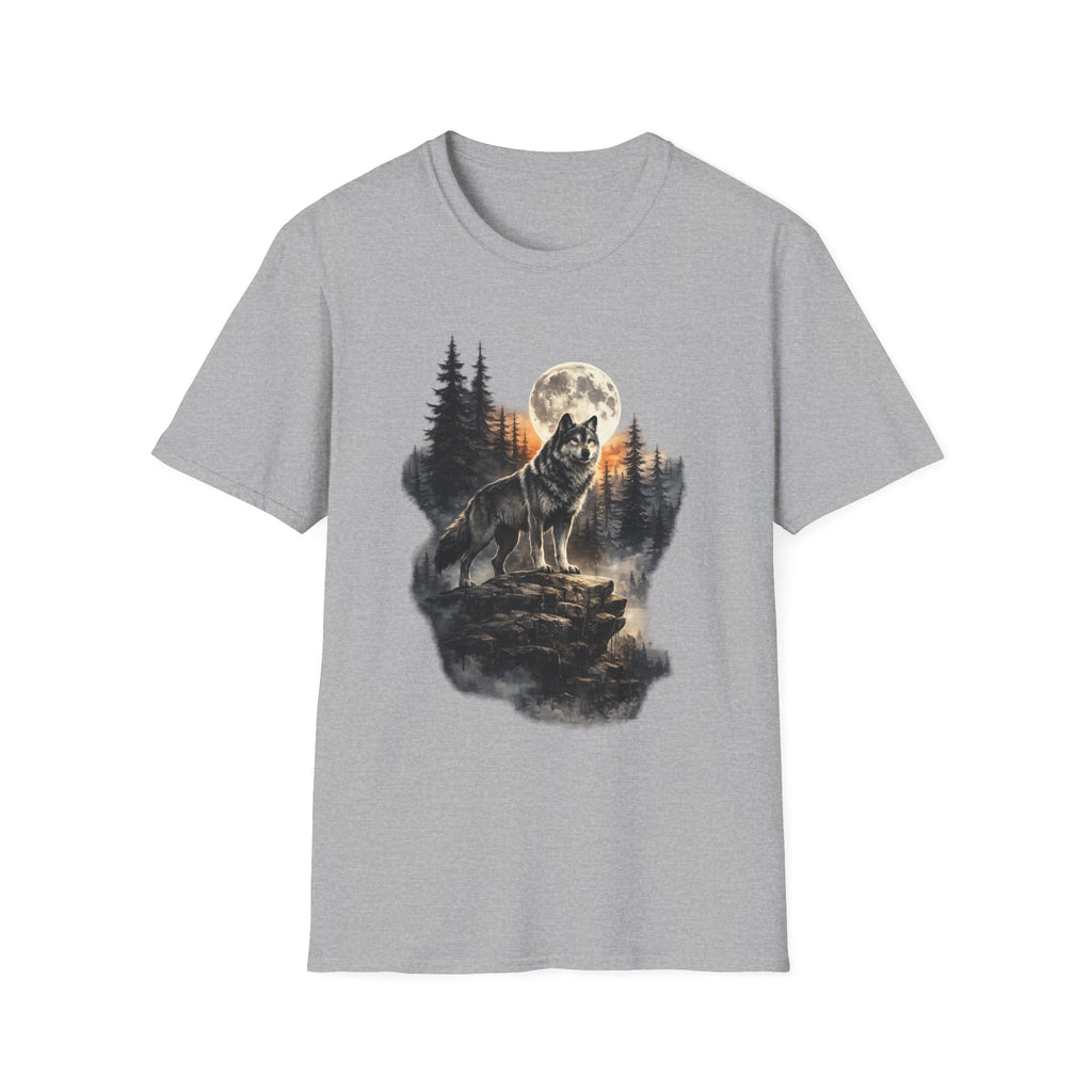 Wolf Moon T‑Shirt — Howling Wolf Forest Graphic Tee