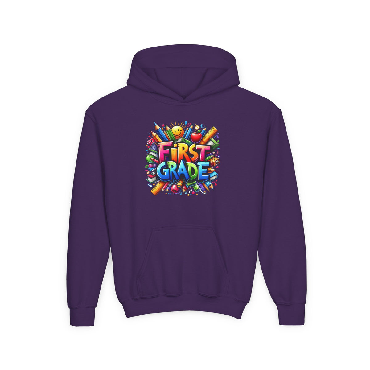 First Grade Kids Hoodie — Colorful School Back-to-School Sweatshirt