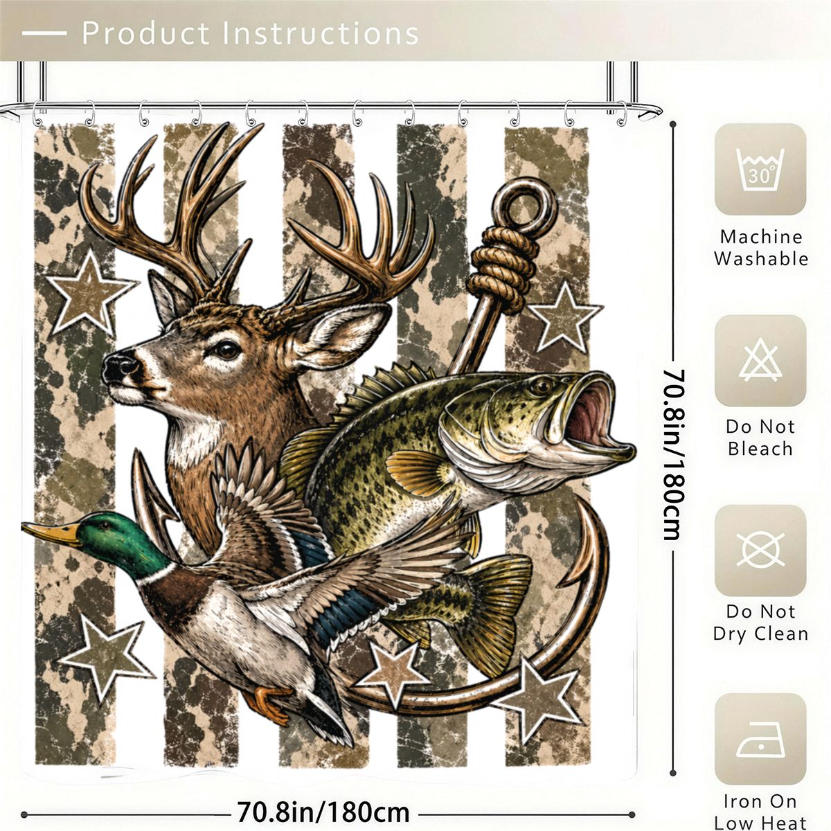 Shower Curtain 70.8"x70.8" (Made in USA) DeerFish