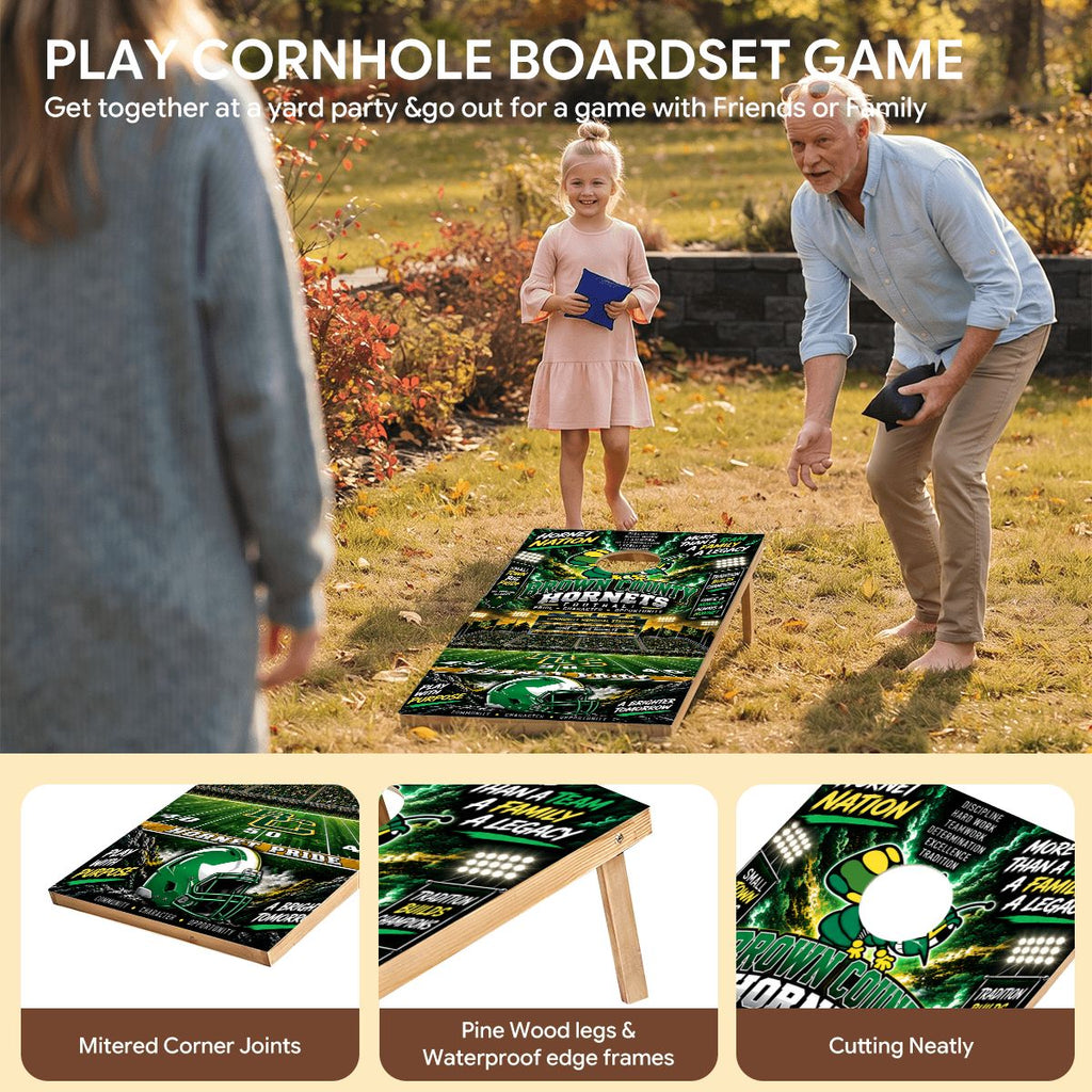 Cornhole Boards Game Set Brown County Hornets