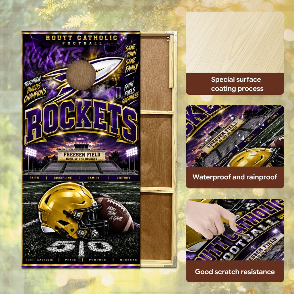 Cornhole Boards Game Set Routt Catholic Rockets