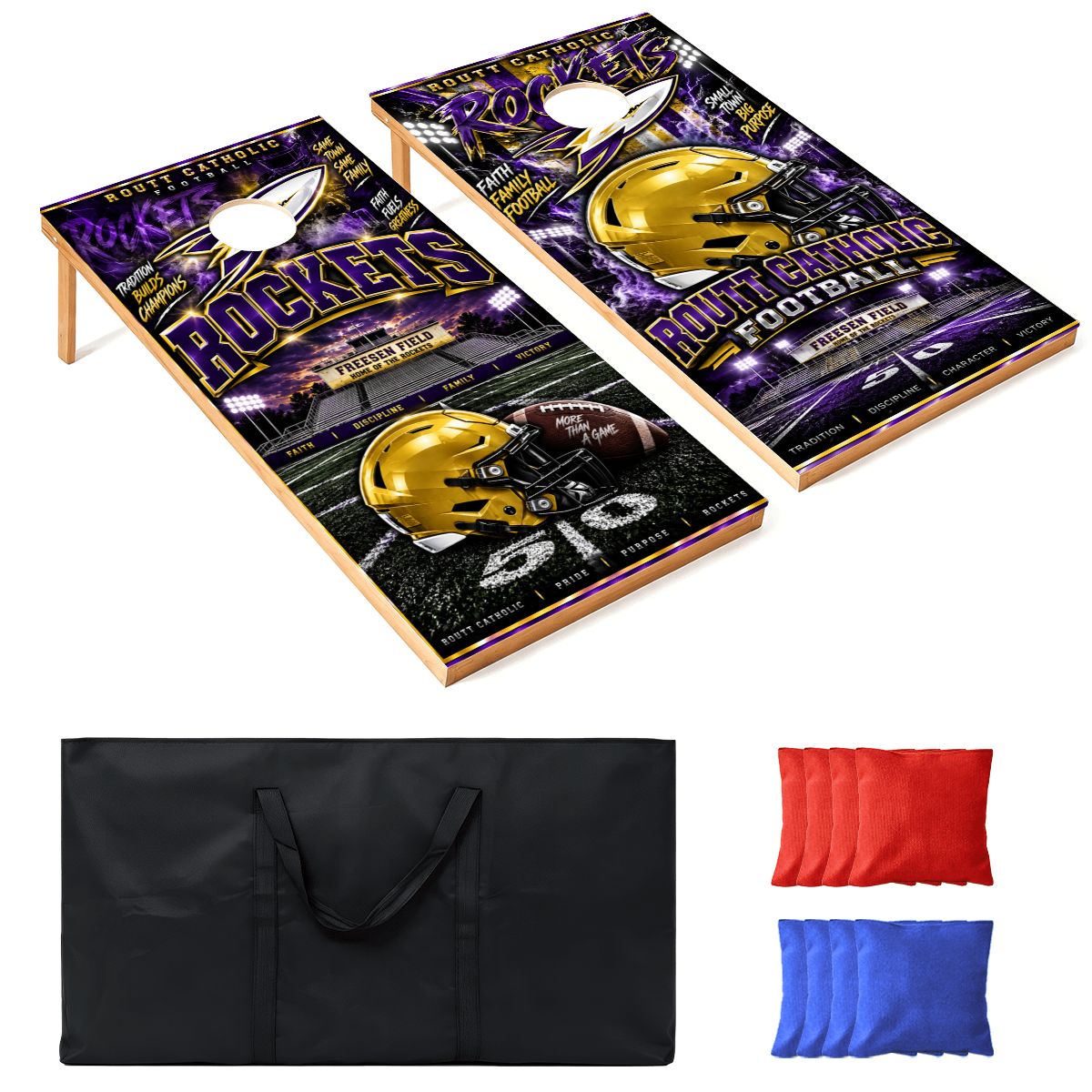 Cornhole Boards Game Set Routt Catholic Rockets