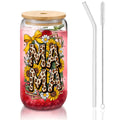 Glass Tumbler with Straw  Bamboo Lid  (16oz) Mama