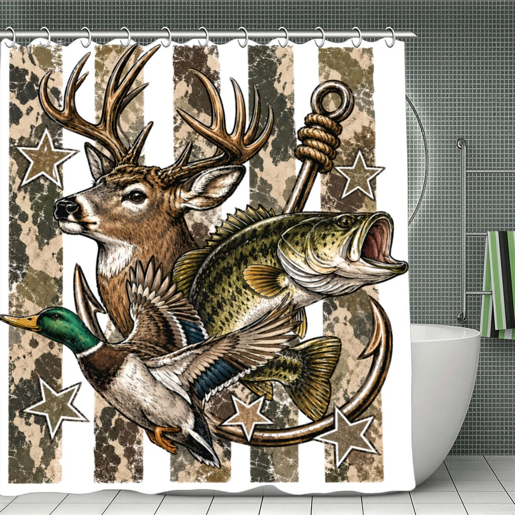Shower Curtain 70.8"x70.8" (Made in USA) DeerFish