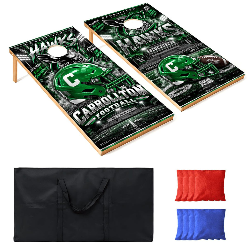 Cornhole Boards Game Set Carrollton Hawks