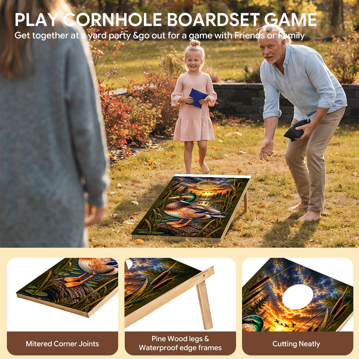 Cornhole Boards Game Set PrintKKMallardWetlands7086x14173