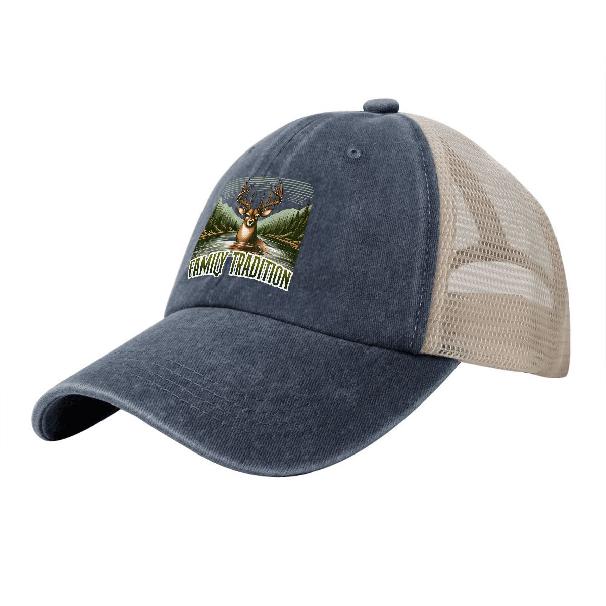 Washed Denim Mesh Cap A08VI24050610