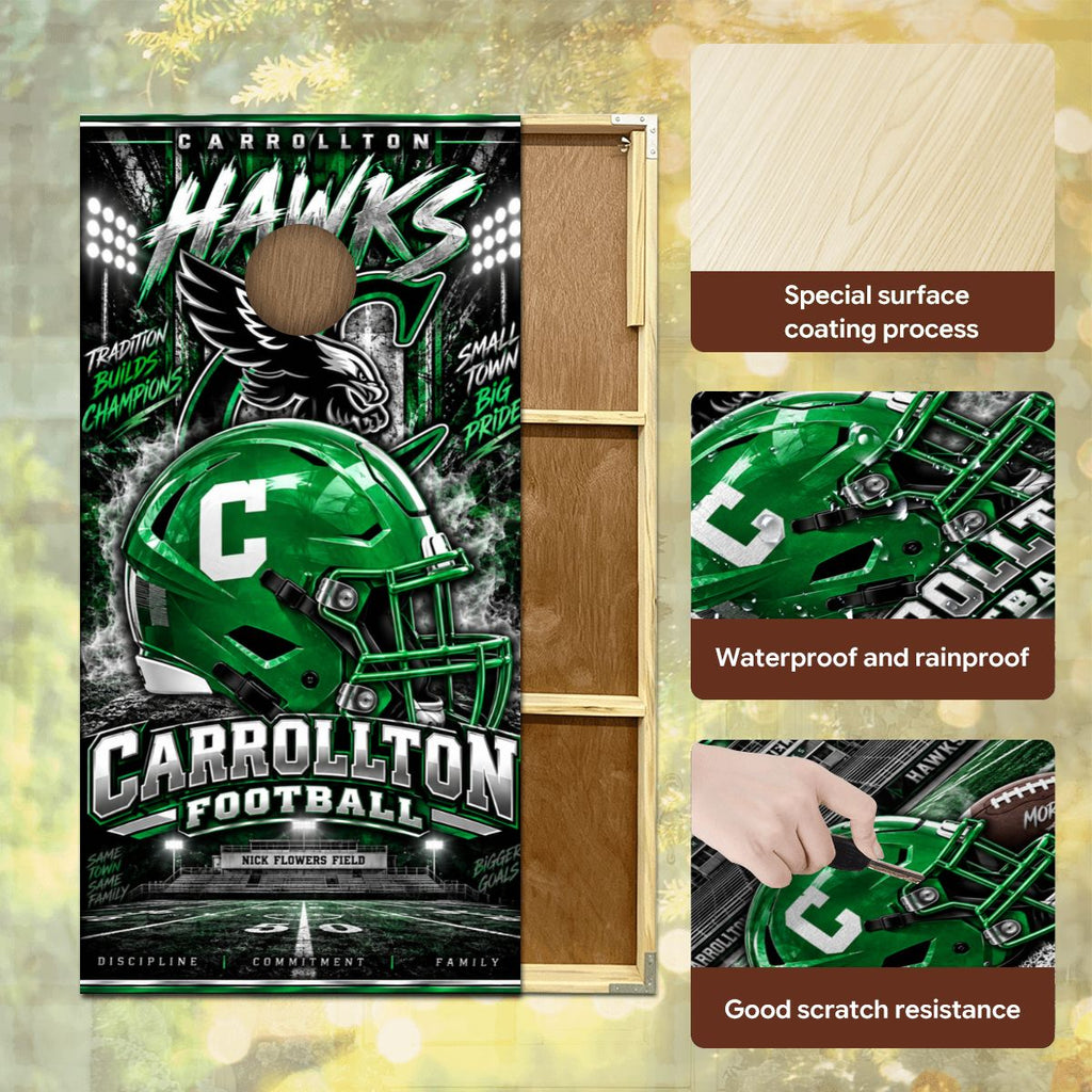 Cornhole Boards Game Set Carrollton Hawks