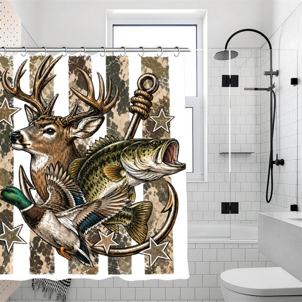 Shower Curtain 70.8"x70.8" (Made in USA) DeerFish