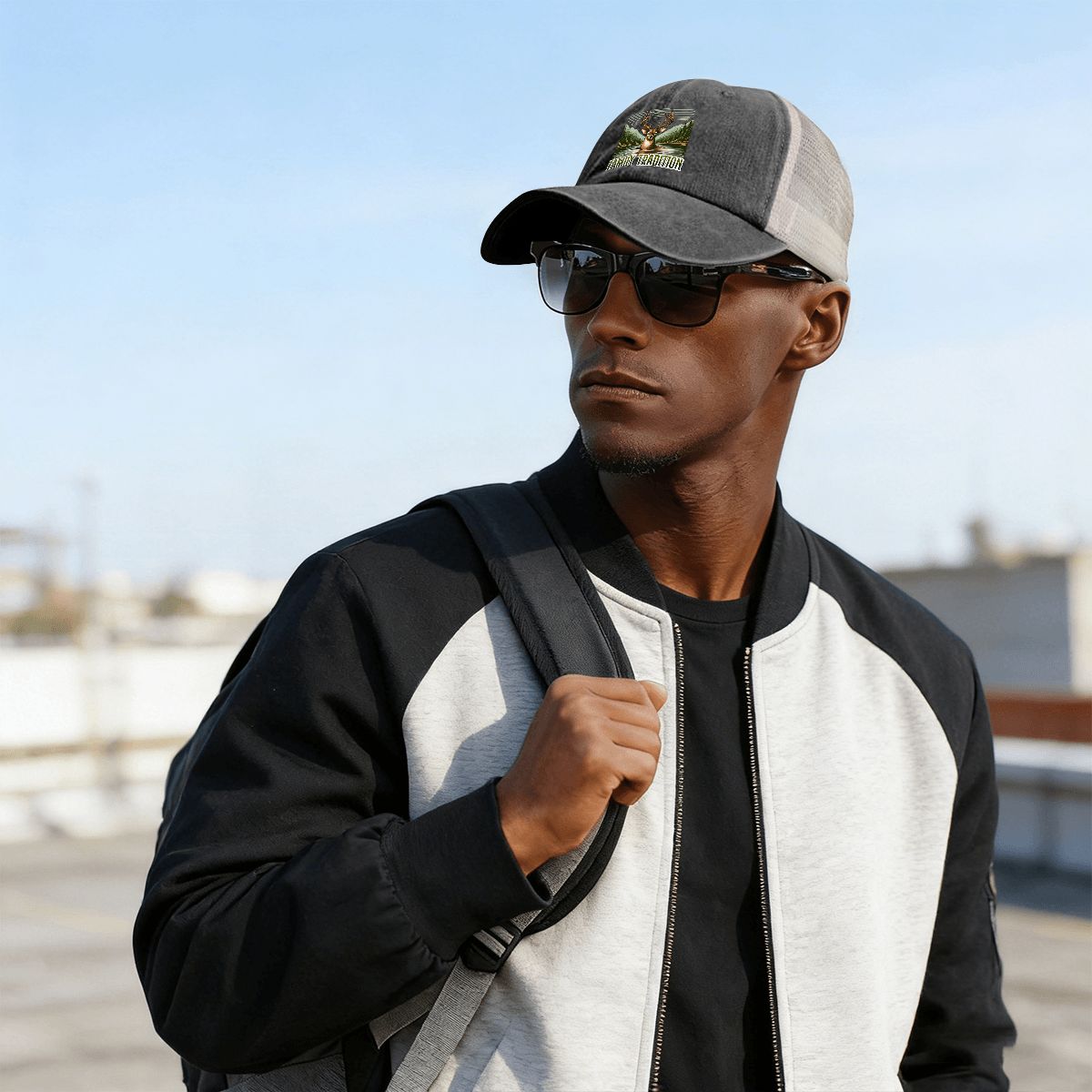 Washed Denim Mesh Cap A08VI24050610