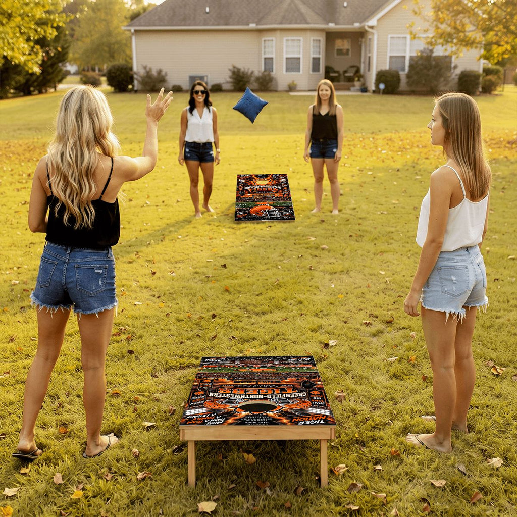 Cornhole Boards Game Set Greenfield- Northwestern Tigers